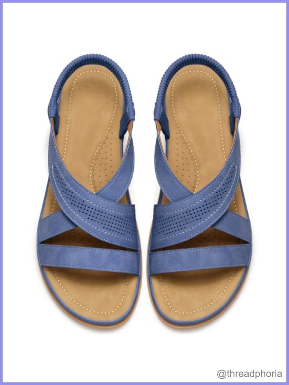 Diarilip Women's Flat Sandals Open Toe Elastic Ankle Strap Faux Leather